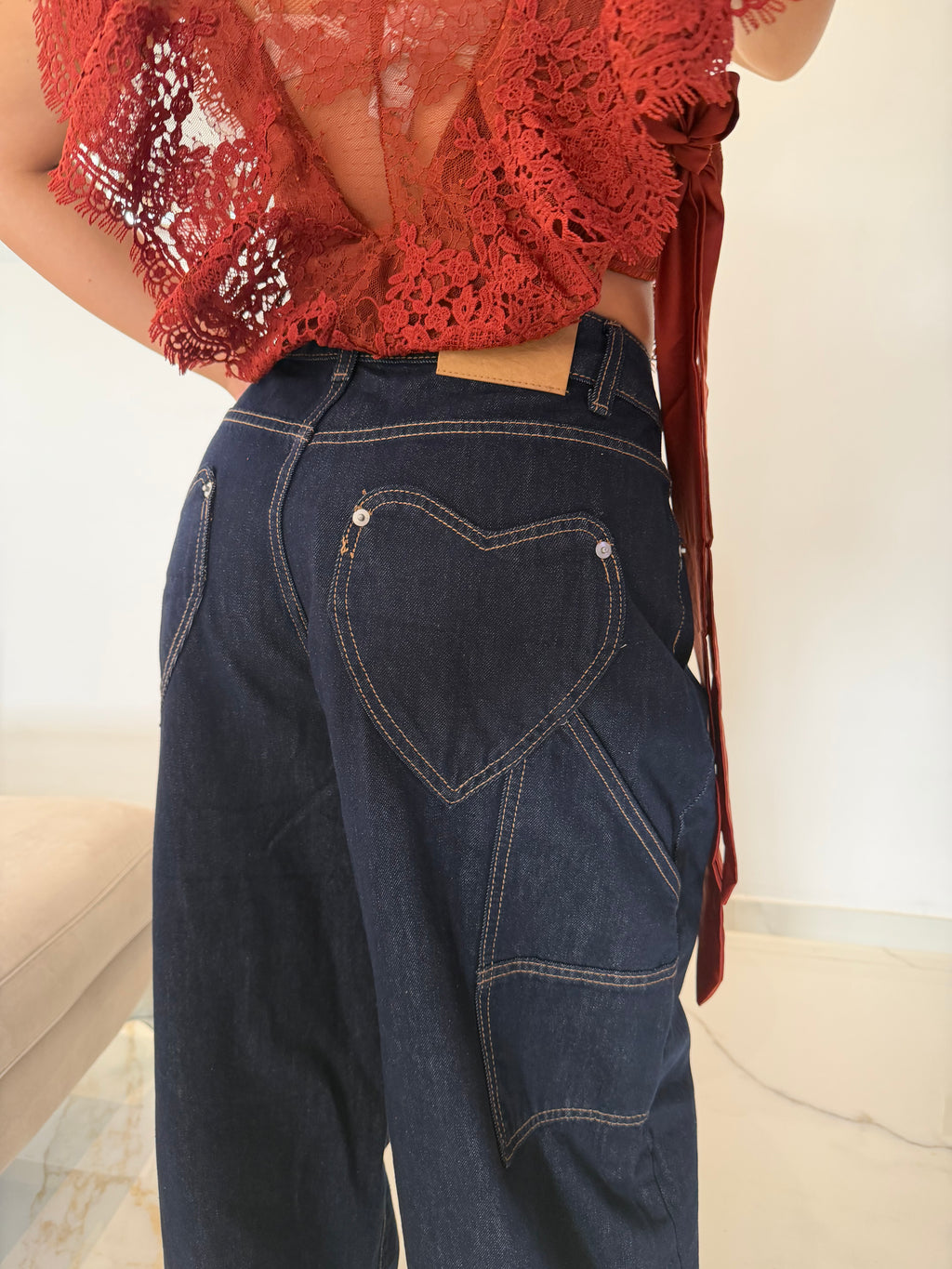 Jeans cuore lavaggio scuro