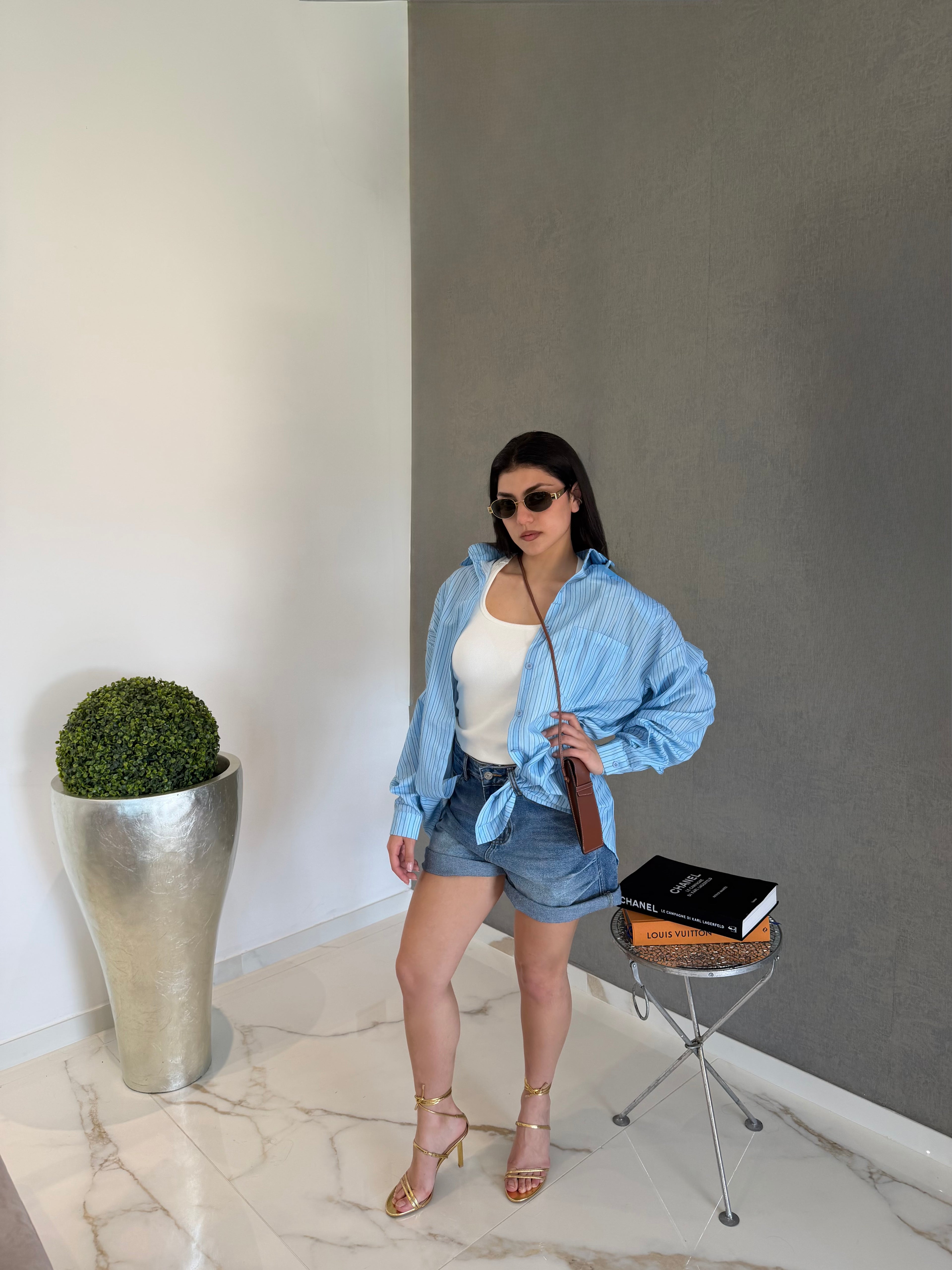 Camicia lunga Sky con spalline