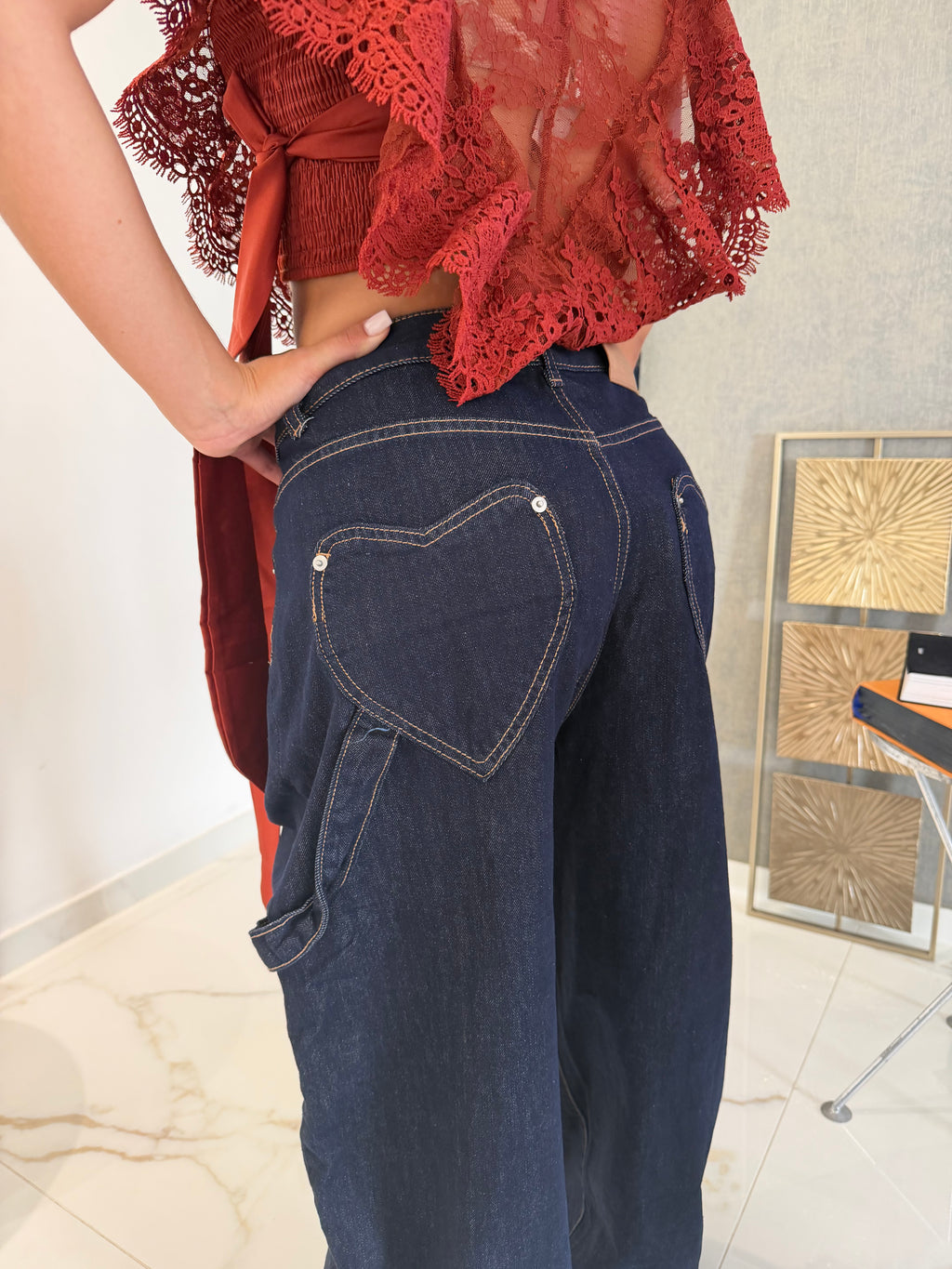Jeans cuore lavaggio scuro