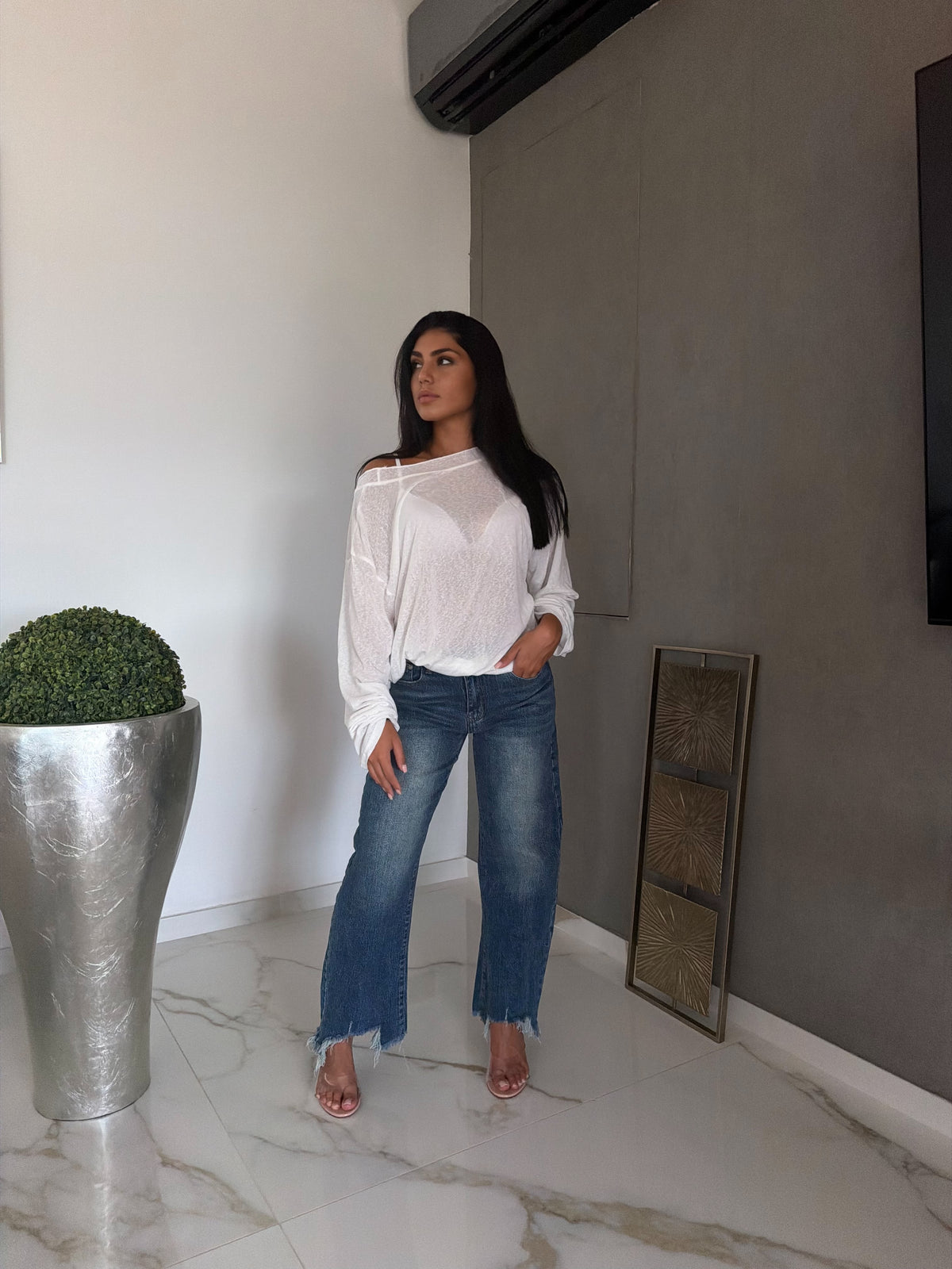 Jeans sfrangiato