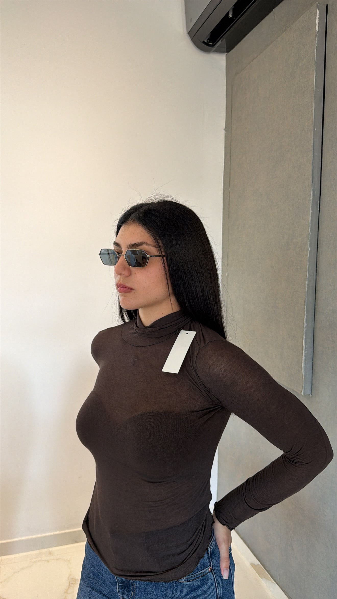 Maglia semitrasparente cioccolato
