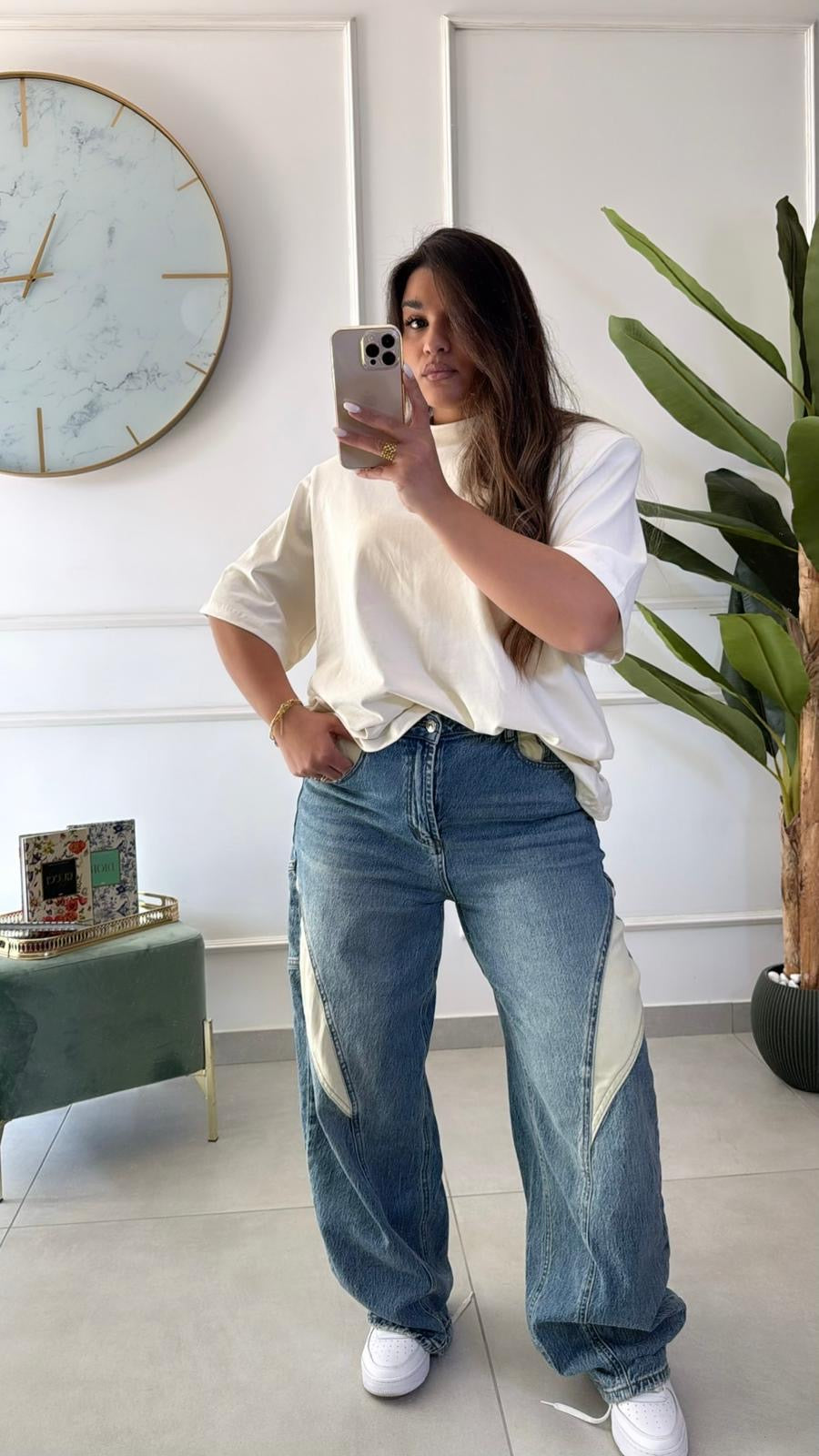 Jeans con inserti bianchi