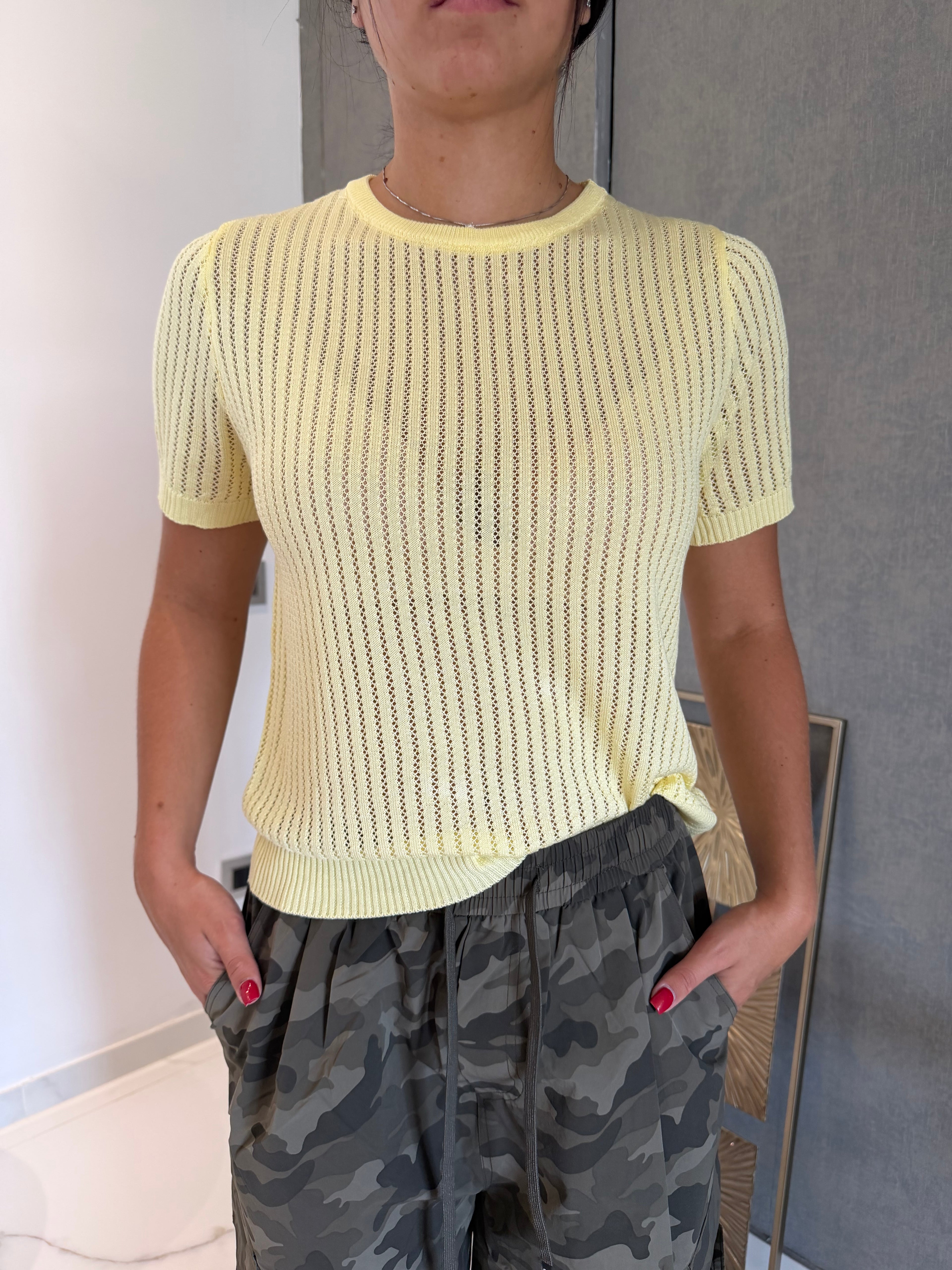 Maglia traforata filo con foulard