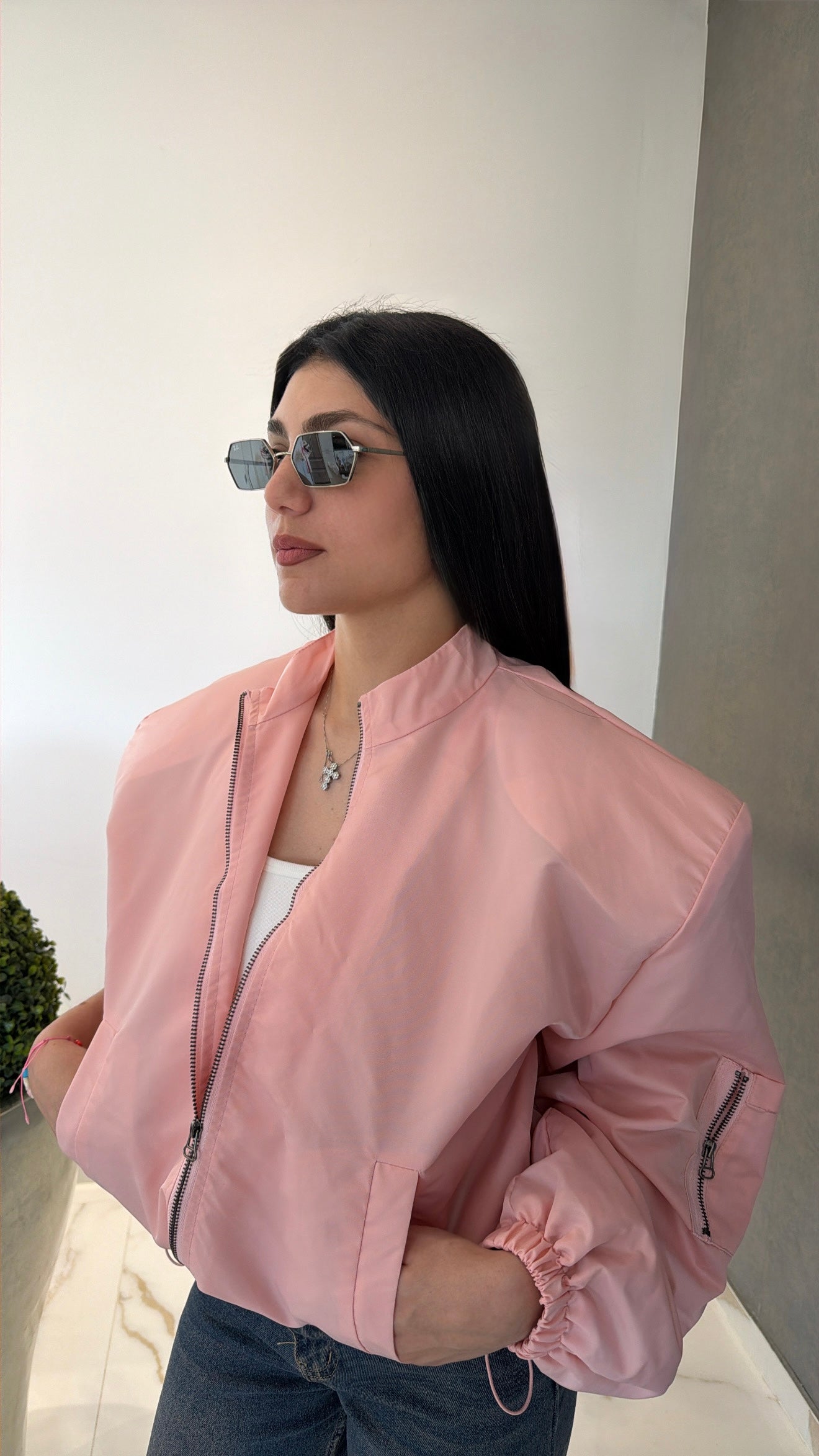 Bomber over pink
