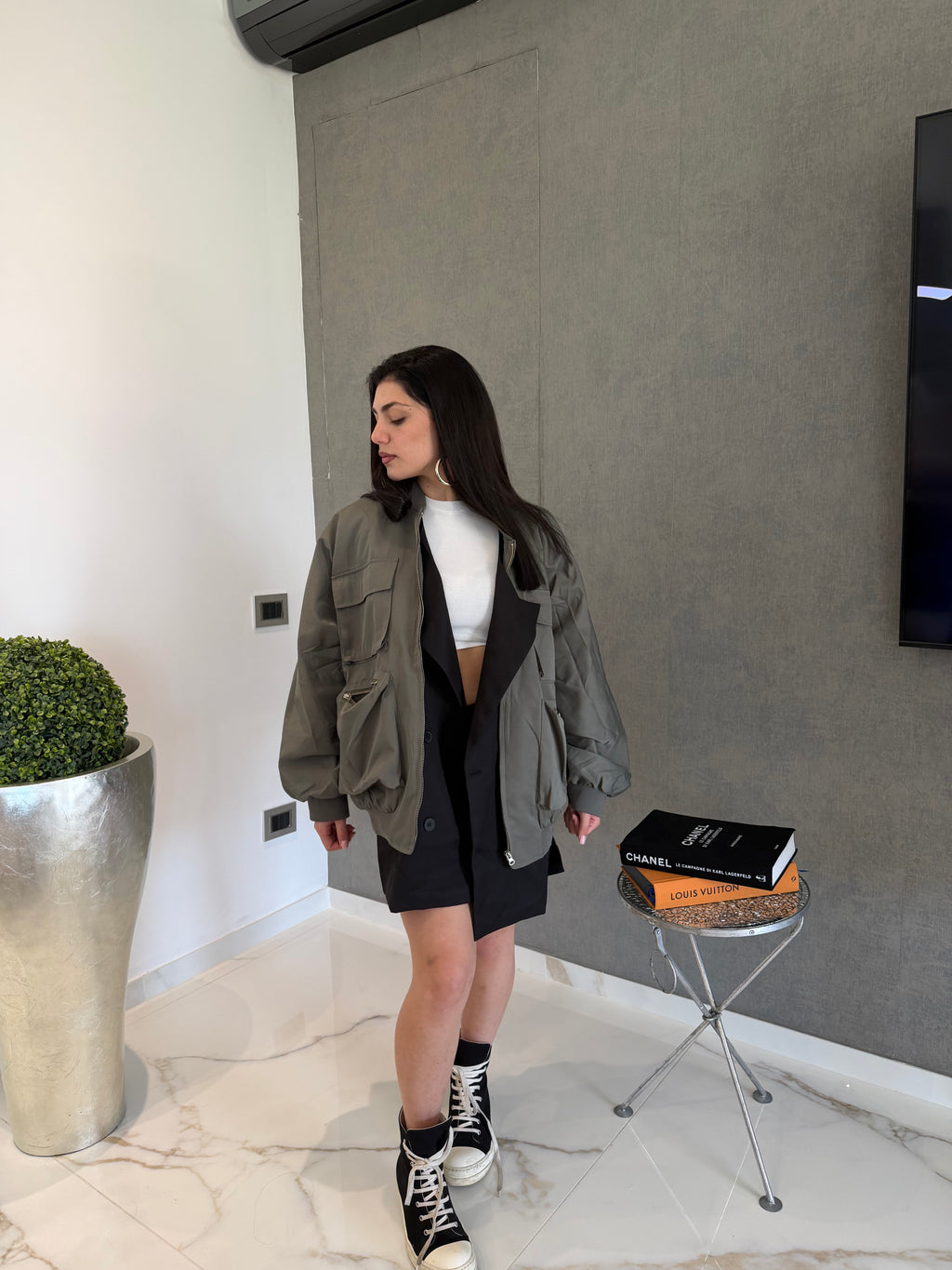 Bomber con inserti blazer