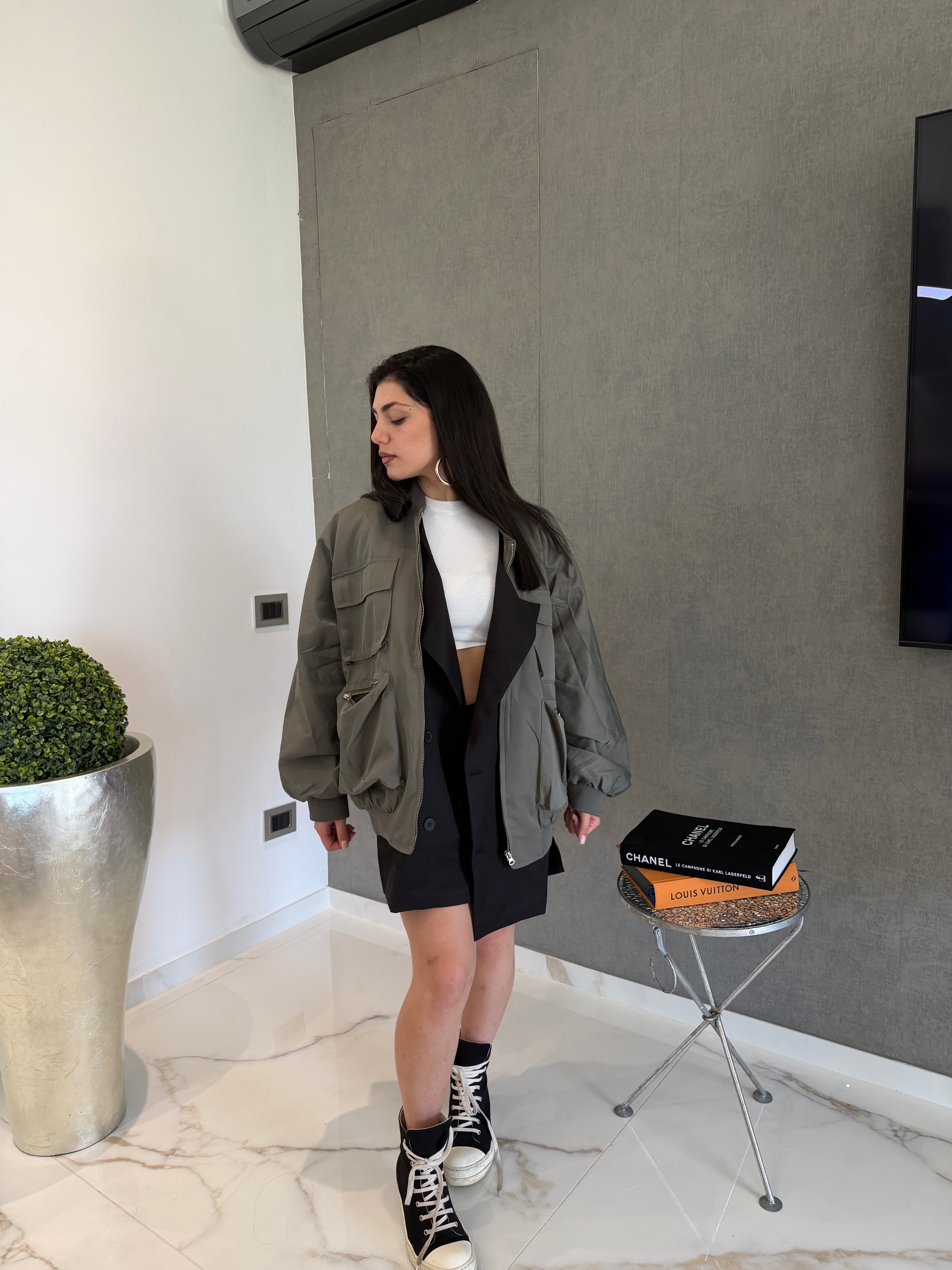 Bomber con inserti blazer