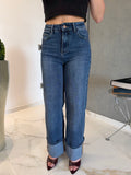 Jeans lavaggio medio con piegone