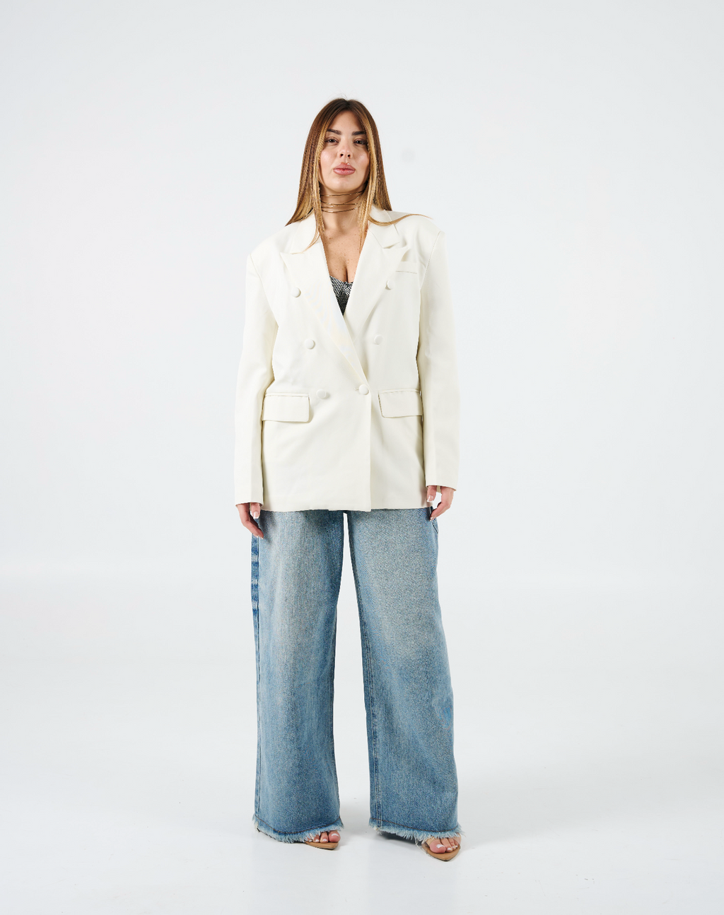 Blazer doppiopetto bianco